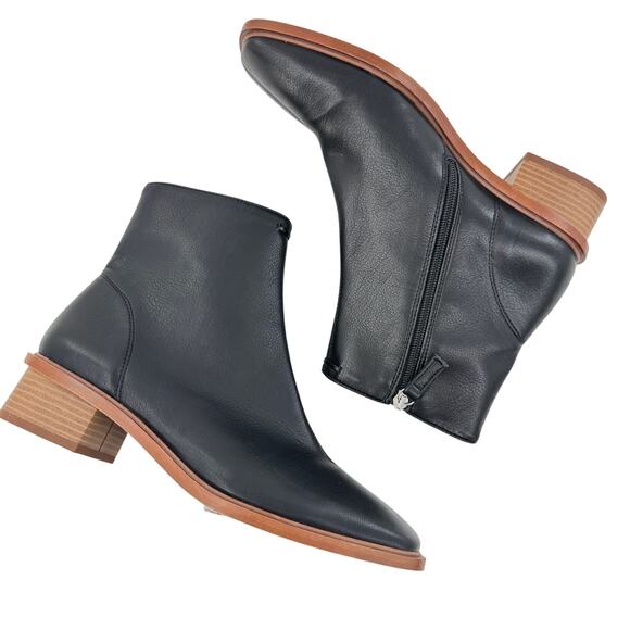 TOPSHOP Ankle Boots Vegan‎ Leather Square Toe Heeled Boots Size 10.5 - Picture 6 of 9